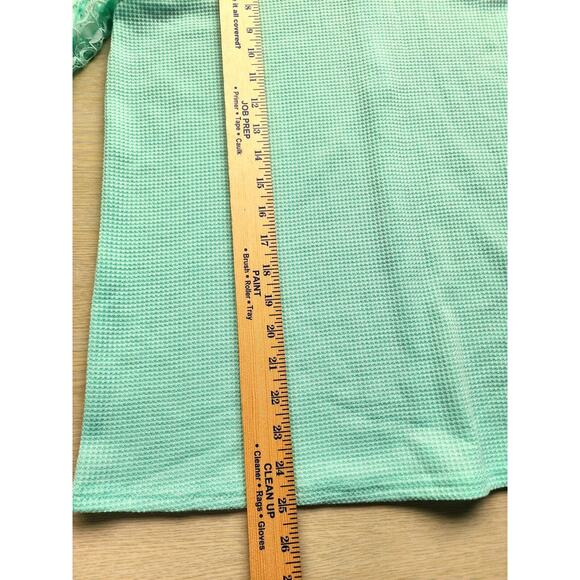 TOP-MIHOLL-Waffle Material-Lace Sleeves-Long Sleeves-Mint Green-Size Large - Picture 12 of 16